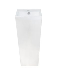 Square basin, column, floor standing, porcelain, white, 34x32xH82 cm