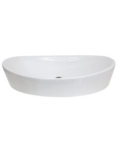 Oval basin, porcelain, cabinet mounted, white, 66x34.5x14.5 cm