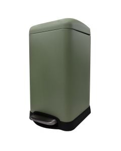 Waste bin, 12L, metal/stainless steel, green, 30x24xH43.5cm