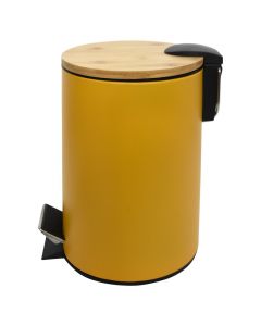 Toilet basket, 3L, metal/bamboo, yellow, 16.8xH24cm