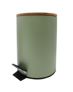 Toilet basket, 3L, metal/bamboo, green, 16.8xH24cm