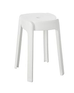 Stol dushi, Ely, Plastik, e bardhë, 32x32xH47cm