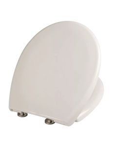 Toilet lid CRETA, soft close, (top fixing) resin/polypropylene, white, 44.5x36.5 cm