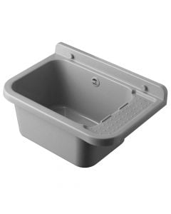 Plastic basin, siphon+drain, polypropylene/UV, grey, 50x34xH21