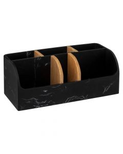 Kuti organizuese, për kozmetikë, Lea, poliresinë, e zezë/kafe, 25.6x12.1xH10 cm