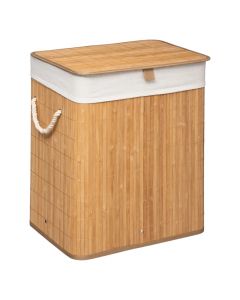 Laundry basket, with handles, natural bamboo/fabric, brown, 40x30xH50 cm
