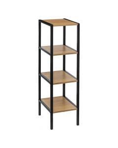 Multifunctional shelf, 4 levels, metal/mdf, black/brown, 28x22xH80 cm