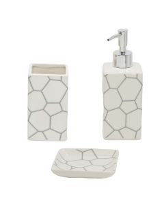 Bathroom  accessory set, 3 pieces, ceramic, white/black