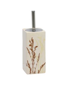 Toilet brush holder, ceramic, white/brown, 11x11xH38 cm