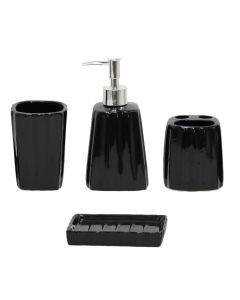 Bathroom Toilet accessory set, 4 pieces, ceramic, black