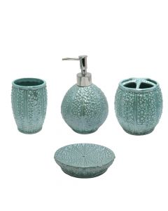 Bathroom accessory set, 4 pieces, ceramic, green