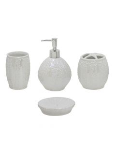 Bathroom accessory set, 4 pieces, ceramic, white