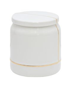 Cotton holder, with lid, ceramic, white, 8xH15cm