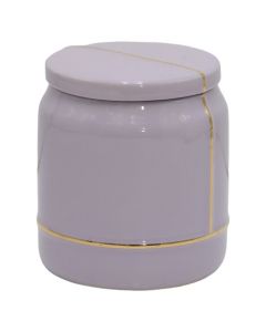 Cotton holder, with lid, ceramic, purple, 8xH15cm