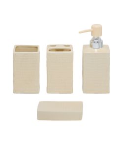 Set aksesorë tualeti, 4 copë, qeramikë, bezhë