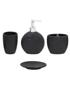 Bathroom  accessory set, 4 pieces, ceramic, black