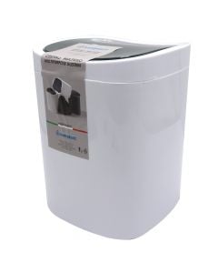 Waste bin, with lid, polypropylene, white/gray, 20x20H26 CM