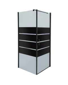 Kabinë dushi, profile alumini, e zezë, xham 5 mm, 80x80xH190 cm