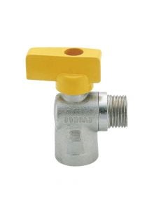 Ball valve, angular, for gas pipe (Methane), aluminum/nickel, 1/2'' M-F