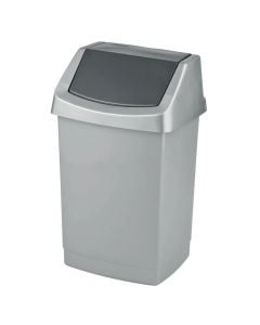 Waste bin, 15l, swing lid, plastic, gray, 28x23.5xH43.8 cm
