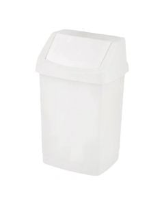 Waste bin, 15l, swing lid, plastic, white, 28x23.5xH43.8 cm