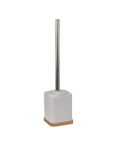 Toilet brush holder, Natureo, polyresin/stainless steel, white, 9x9xH35.5 cm