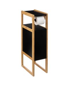 Toilet shelf, Natureo, toilet paper holder, mdf/bamboo, black, 33x20xH80 cm