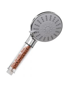 Shower head with filter stones, 5 functions, Abs/chrome, transparent, 6x11xH26 cm