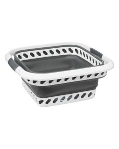 Folding laundry basket, polypropylene, white/grey, 40 L, 34x48xH49 cm