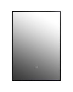 Rectangular mirror with Led lighting,vapor rezistance,  aluminum frame, touch on/off, black, 50x70 cm