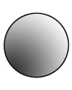 Circular mirror with LED lighting, aluminum frame, touch on/off, black, 80x80 cm