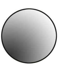 Circular mirror with LED lighting, aluminum frame, touch on/off, black, 90x90 cm