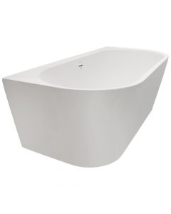 Oval bathtub resting on the wall, Aidar, acrylic, matte, white, 170x80 cm