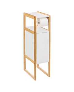 Toilet shelf, Natureo, toilet paper holder, mdf/bamboo, white, 33x20xH80 cm
