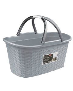 Laundry basket, Elegance Cashmare, oval with handles, 35L, colorful plastic, 58x38xH28
