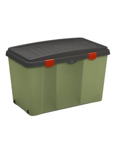 Organization box, Camping, , with lid, plastic, green/black, 80x47xH51cm; 31.5x18.5xH20.5 cm