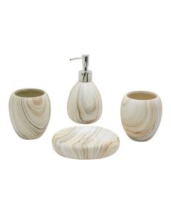 Bathroom accessory, 4 pieces, Stonis, Ceramic, Beige