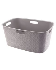 Laundry basket with handles ''Softex'', plastic, grey. Dimensions : H 27 cm x L 57 cm x W 37 cm, 45 l