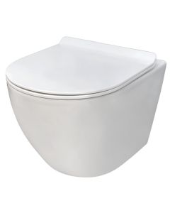 Hanging toilet, Luxora, wall mounted, with lid, porcelain, white, axis 18, 49x35xH34 cm