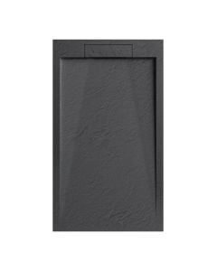 Set pllakë dushi+ piletë shkarkimi, rezinë , me efekt guri, gri e errët, 120x80xH2.5 cm