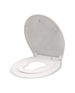 Kapak tualeti, duroplast, ulje e ngadaltë, i bardhë, 44.5x37.3 cm