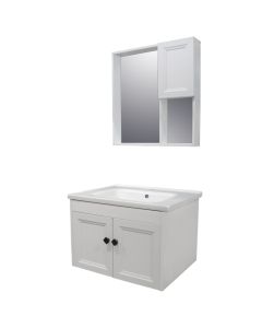 Toilet furniture set, wall-mounted, carbon fiber, Measures: W 60 cm x D 46 cm x H 40 cm. Mirror: W 55 cm x D 11 cm x H 60 cm