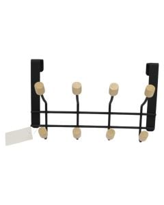 Varëse rrobash, 4 grepa, në derë, metal, e zezë, 28x5xH17 cm