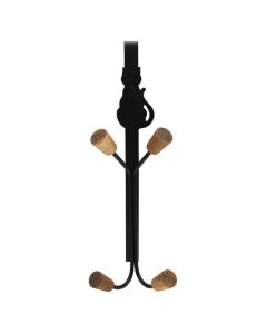 Clothes hanger, 4 hooks, on the door, metal, black, 27xH9.5 cm