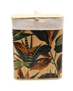 Kosh rrobash, bambu/pëlhurë, shumëngjyrëshe, 43x30x50 cm