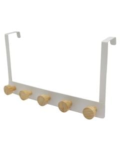 Varëse shumëfunksionale, 5 grepa, metalike/druri, e bardhë/kafe, 33.3x18 cm