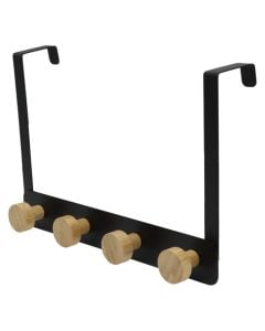 Varëse shumëfunksionale, 4 grepa, metalike/druri, e zezë/kafe, 26.5x18 cm