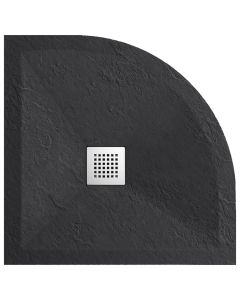 Shower tile+drainer, resin, stone effect, grey, 94x94xH2.5 cm