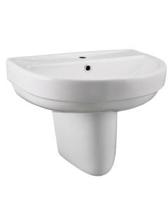 Wash basin, Aqualis, wall-mounted, porcelain, white, 56x45xH50 cm