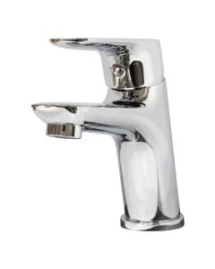 Basin mixer, bronze material, silver color, chrome finish, pop up waste plug, 35 cm flexible hose